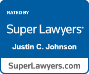 Super Lawyers badge featuring Justin C. Johnson, listed on SuperLawyers.com, Florida personal injury attorney